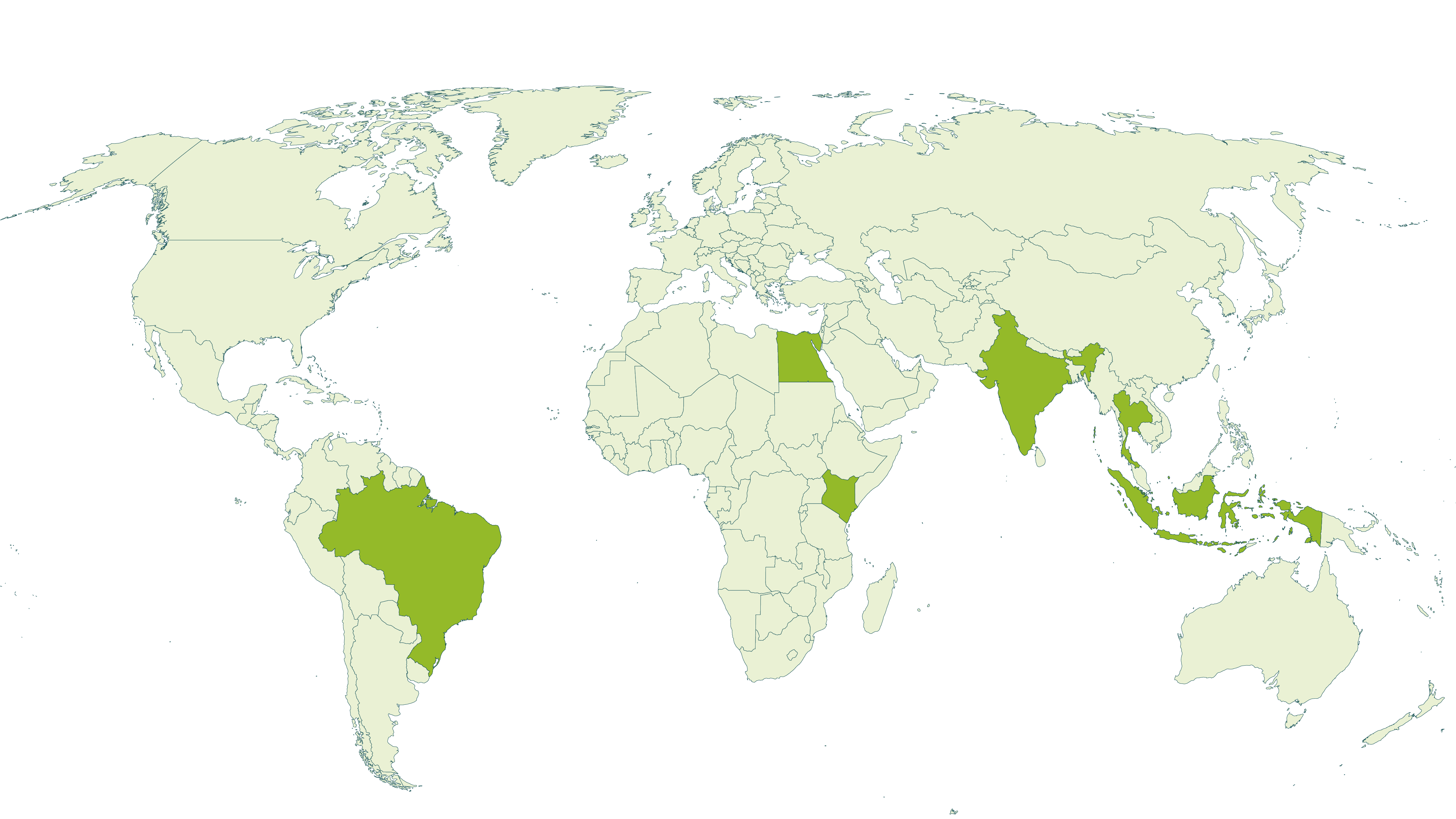 Map of current Rainforest Alliance certified vegetables farms
